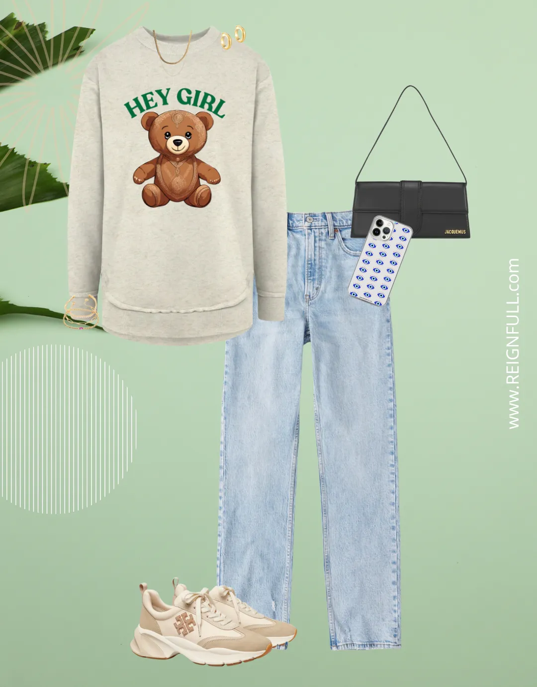 Hey Girl (Henna Teddy Bear) - Women's Tunic Fleece Sweatshirt