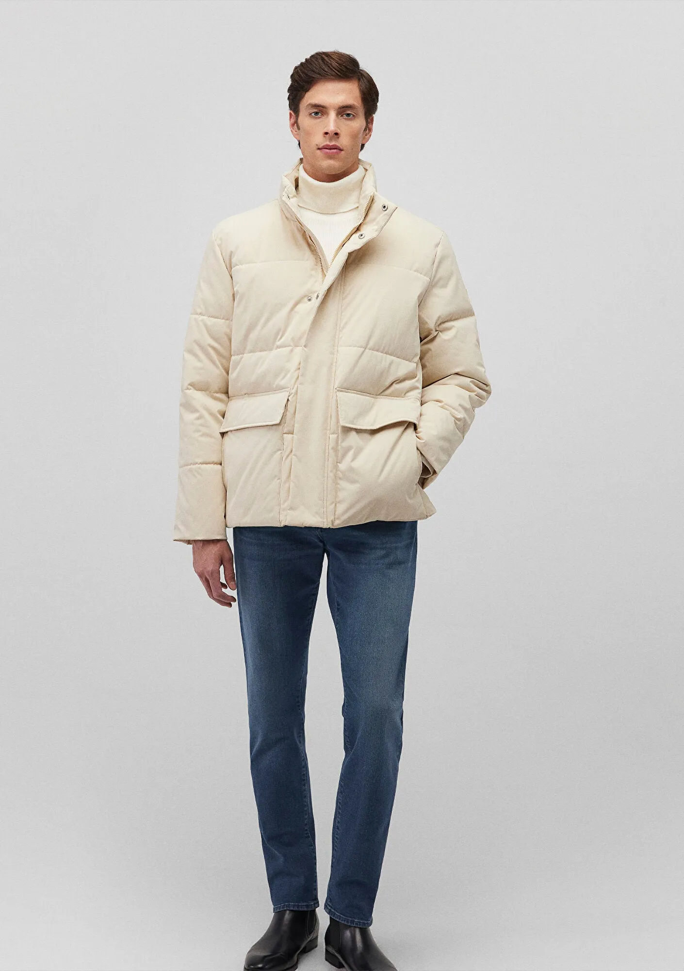 High Collar White Jacket