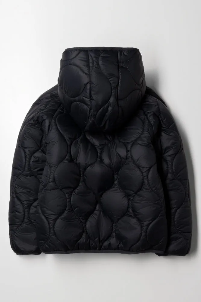 Hooded Puffer Jacket Black