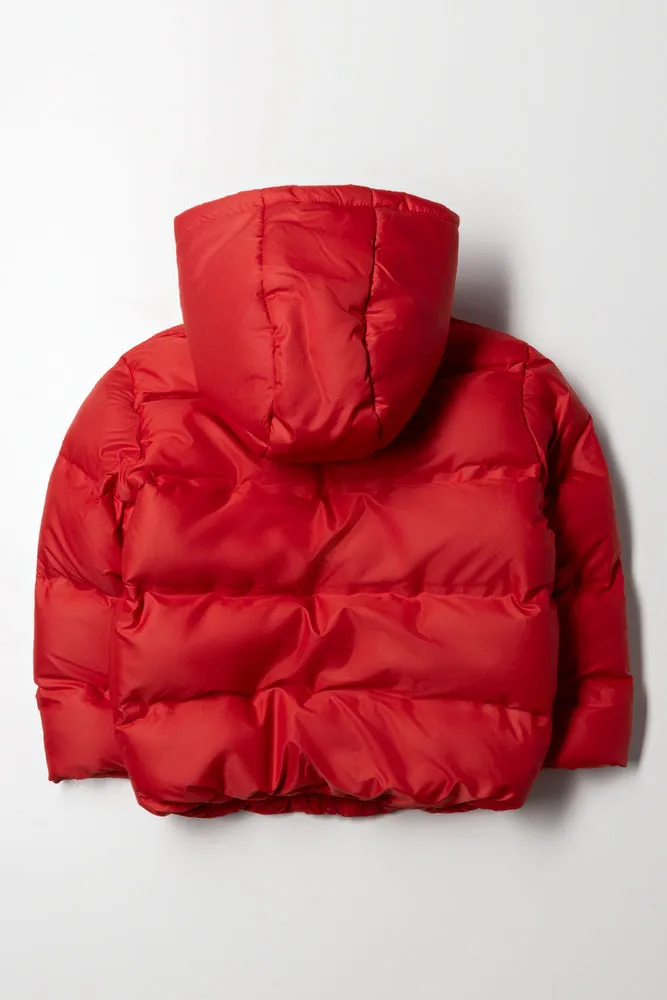 Hooded Puffer Jacket Red