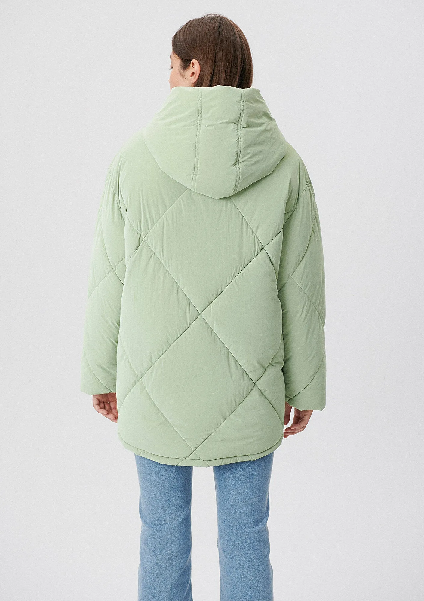 Hooded Quited Green Puffer Jacket