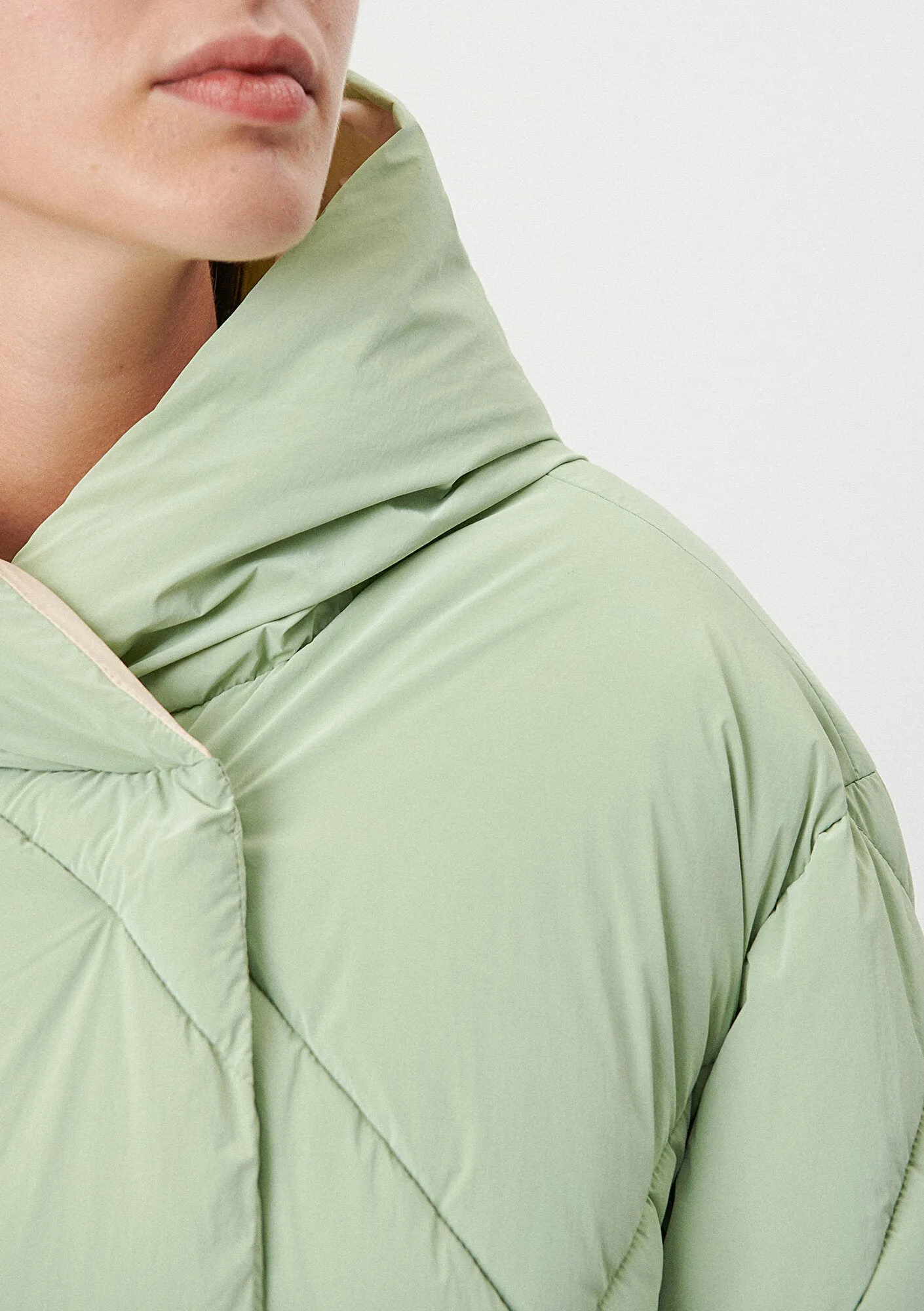 Hooded Quited Green Puffer Jacket