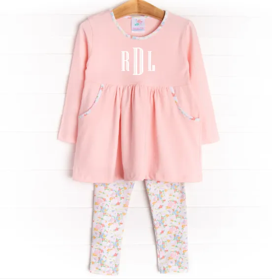 Just Keep Blooming Legging Set, Pink