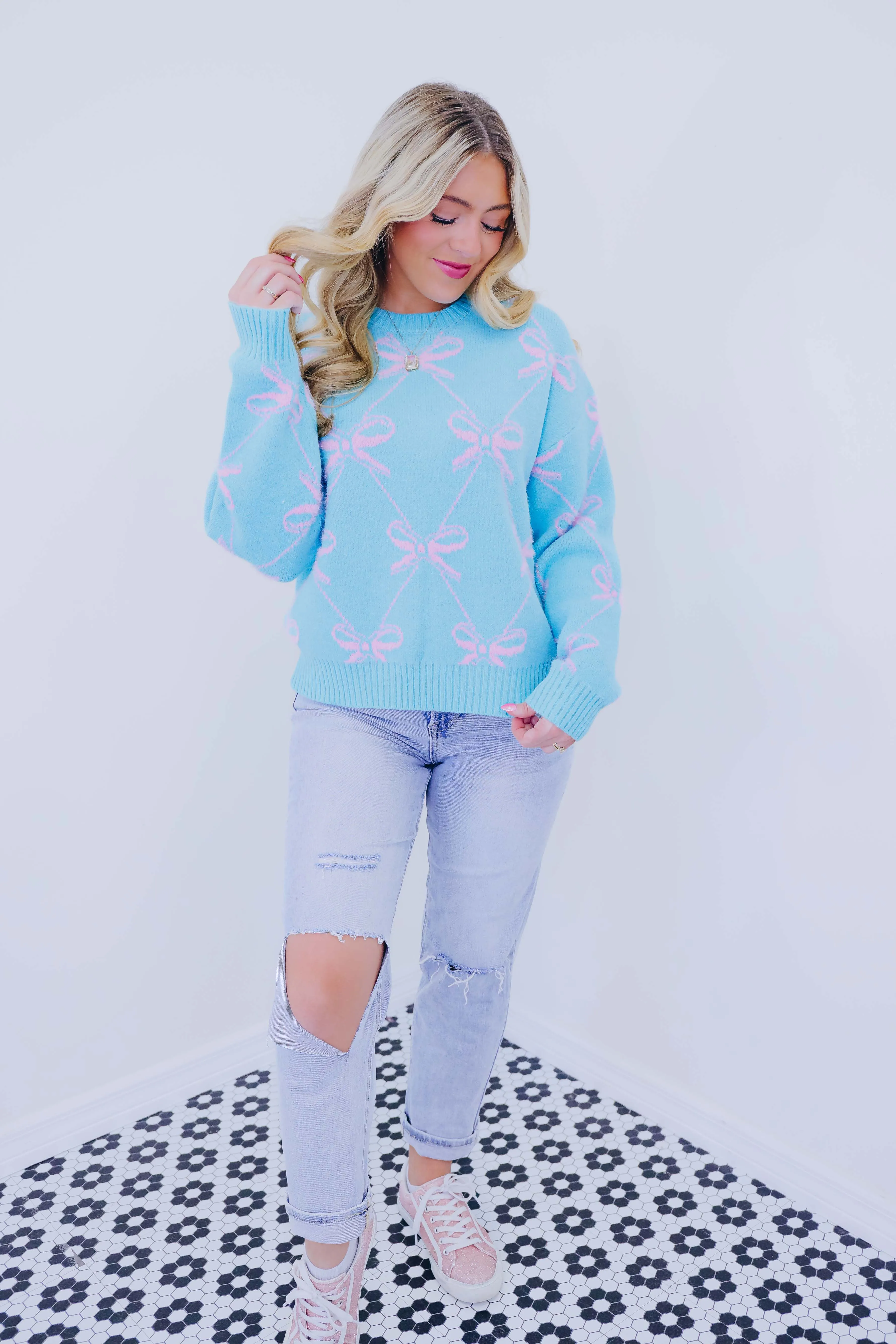 ***Kacey Bow Knit Sweater - 2 Colors SAMPLE