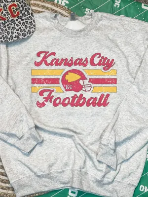 Kansas City Football Helmet Ash Sweatshirt