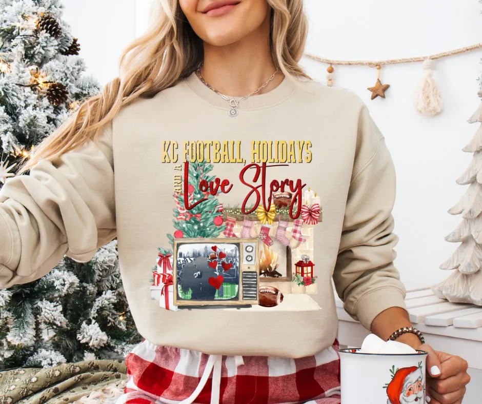 KC Football, Holidays & A Love Story Sand Sweatshirt (FINAL SALE)