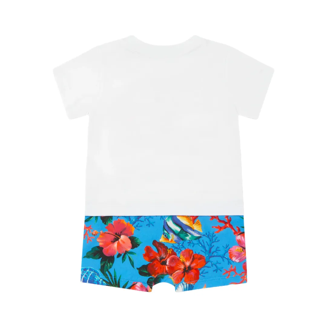 KIDS BABY HAWAII SURF CAMP ROMPER WHITE