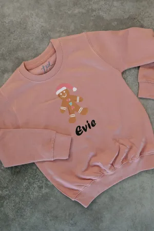 Kids Personalised Printed Gingerbread Man Jumper