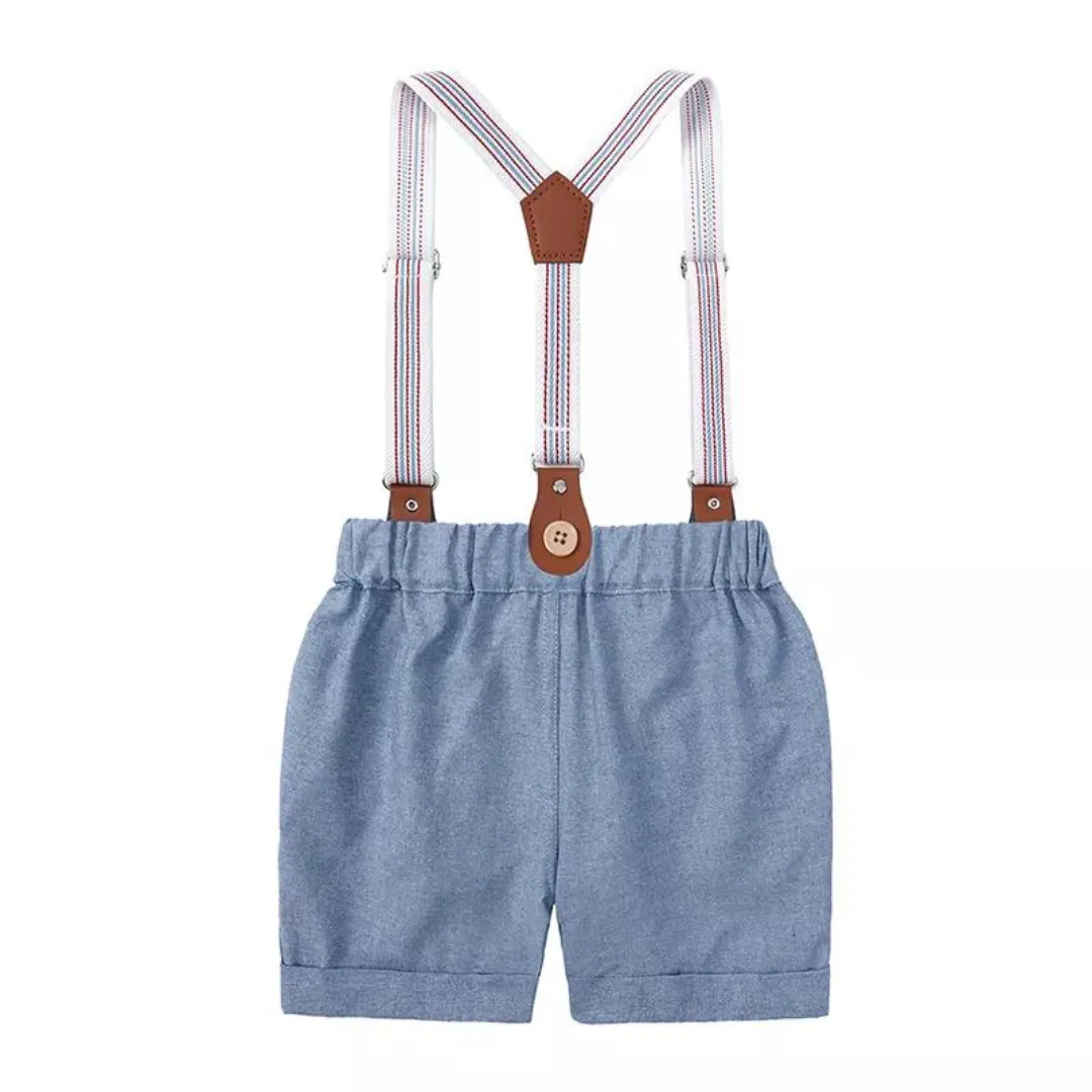 Kids Tales Boy's Shorts, Braces and Shirt Sets - Pink