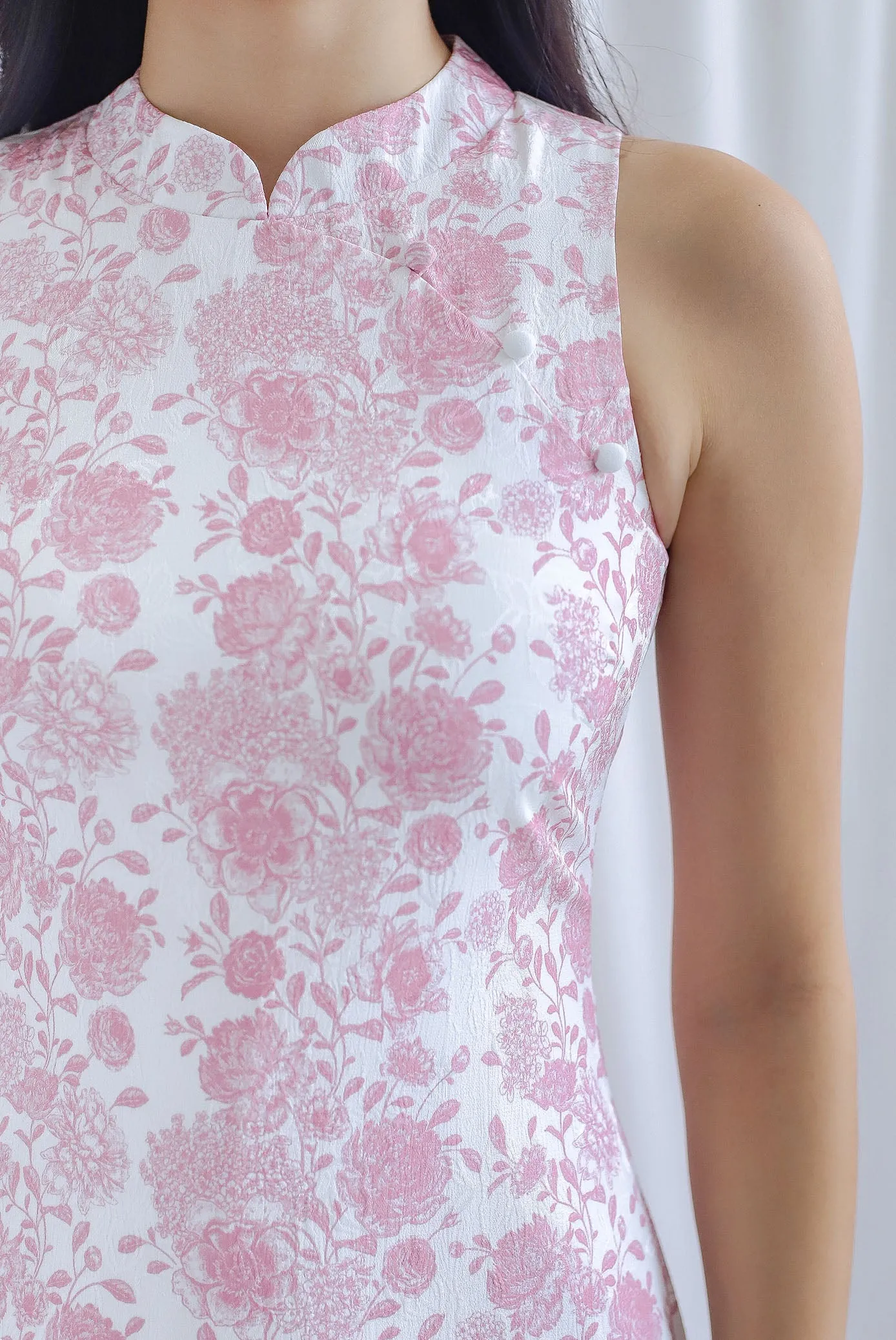 Korren Cheongsam Dress In Pink Porcelain
