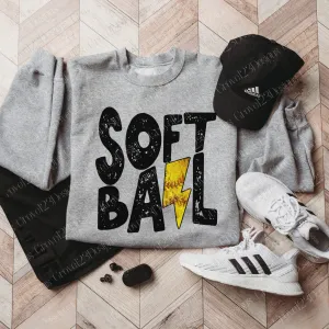 Lightning Bolt Softball Unisex Softball Sweatshirts  / Softball Toddler, Youth, and Adult Sweater