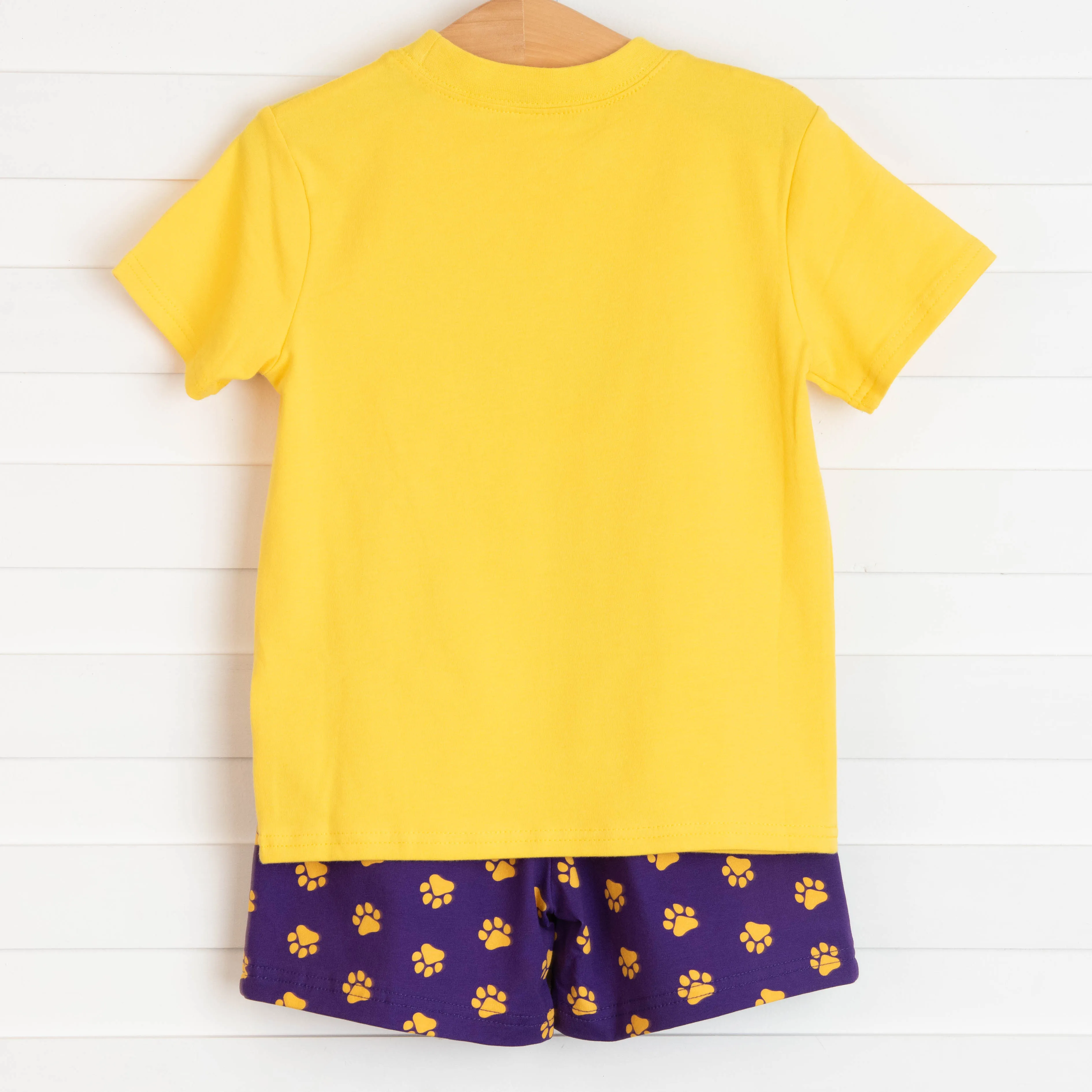 Louisiana Applique Paw Print Short Set, Purple