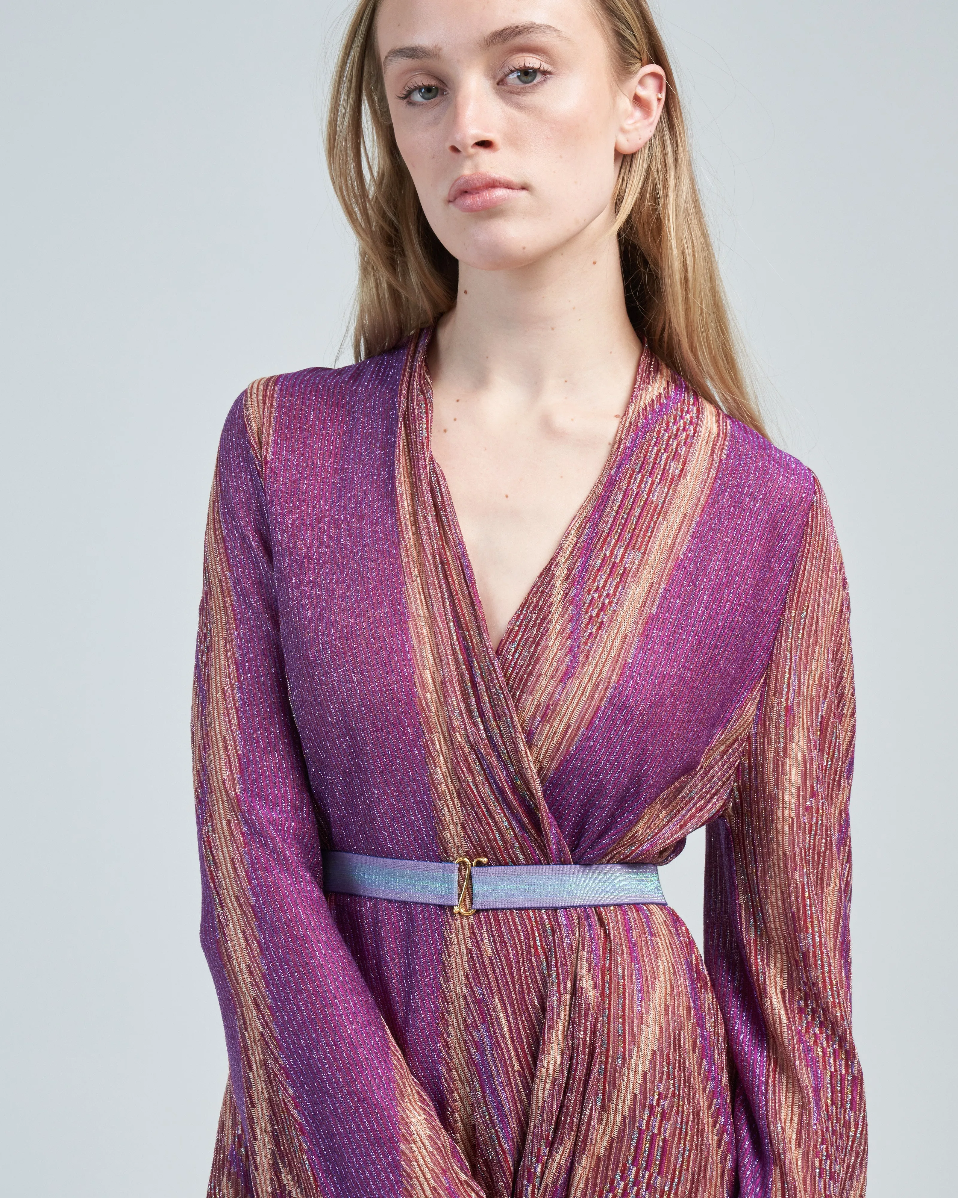 lurex jacquard jersey long cross dress