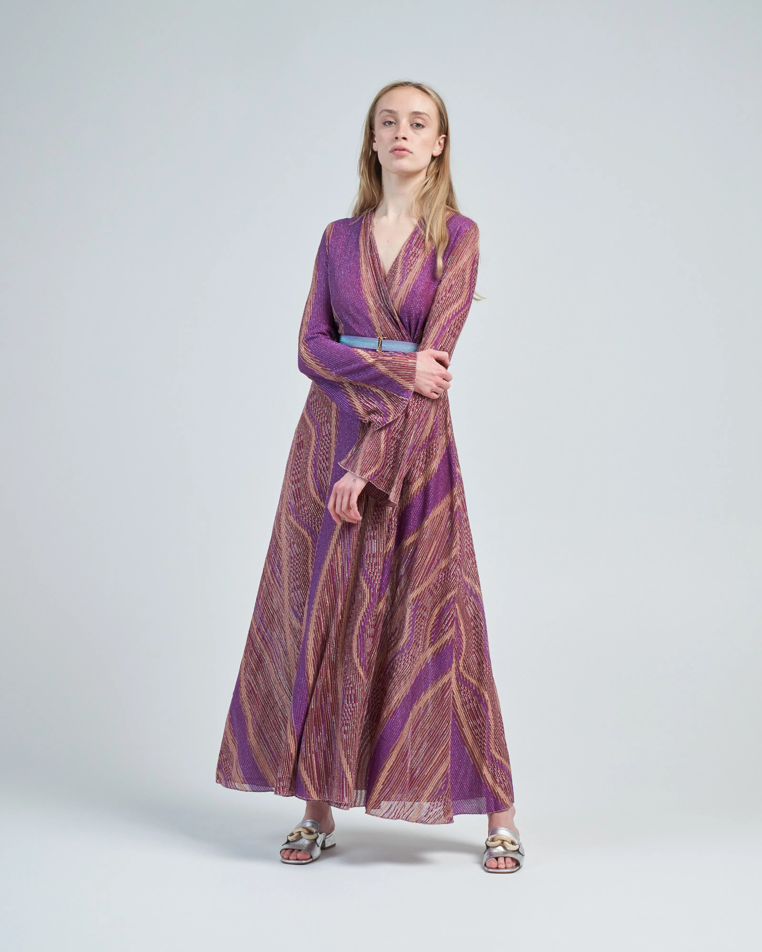 lurex jacquard jersey long cross dress