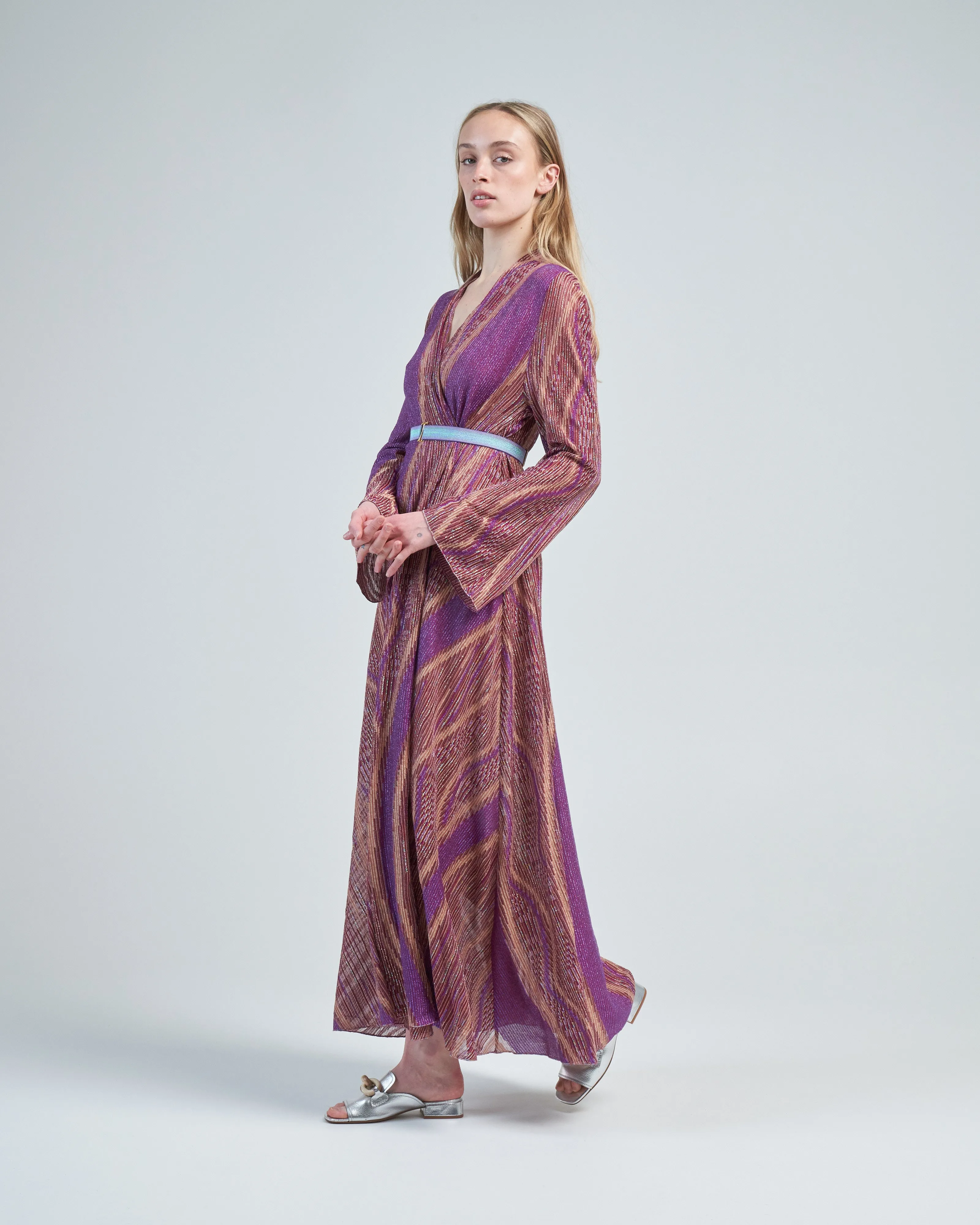 lurex jacquard jersey long cross dress
