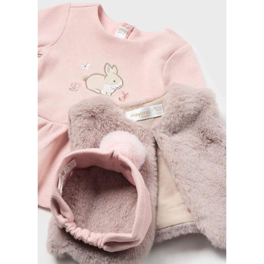 Mayoral Blush Dress, Vest & Headband 3-Piece Set