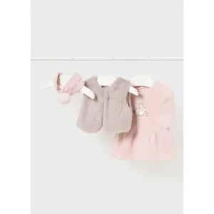 Mayoral Blush Dress, Vest & Headband 3-Piece Set