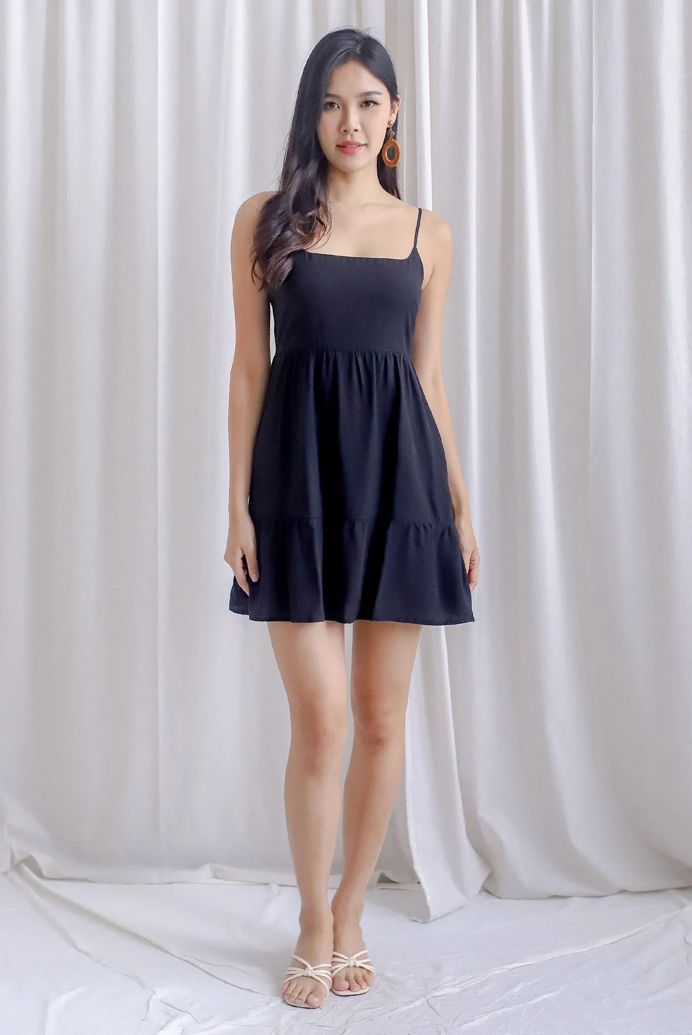 Melinda Spag Tier Romper Dress In Black