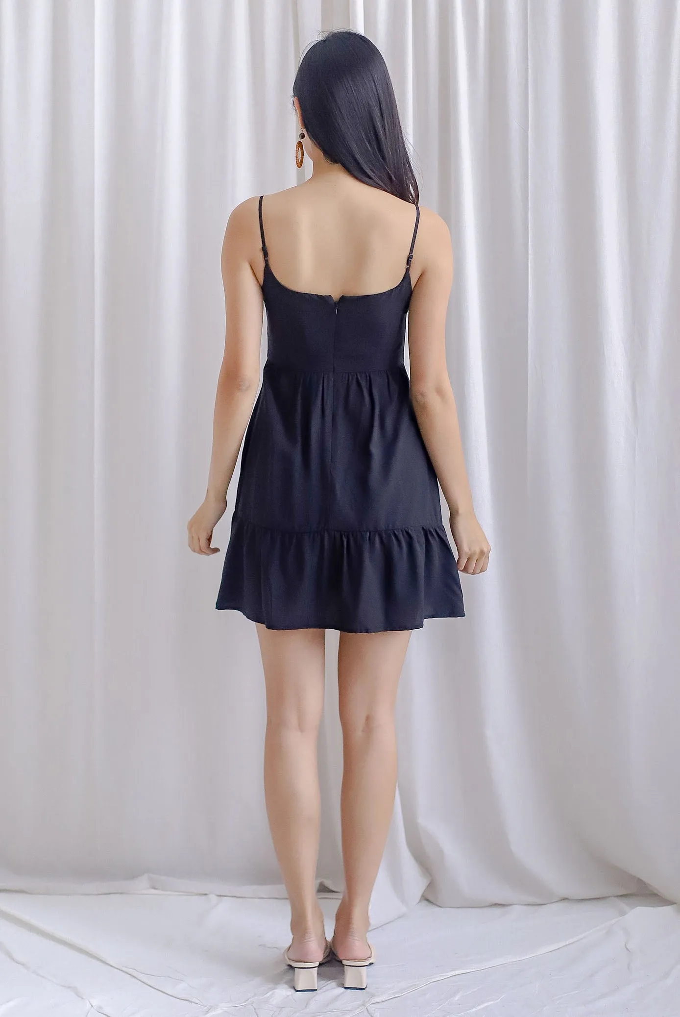 Melinda Spag Tier Romper Dress In Black