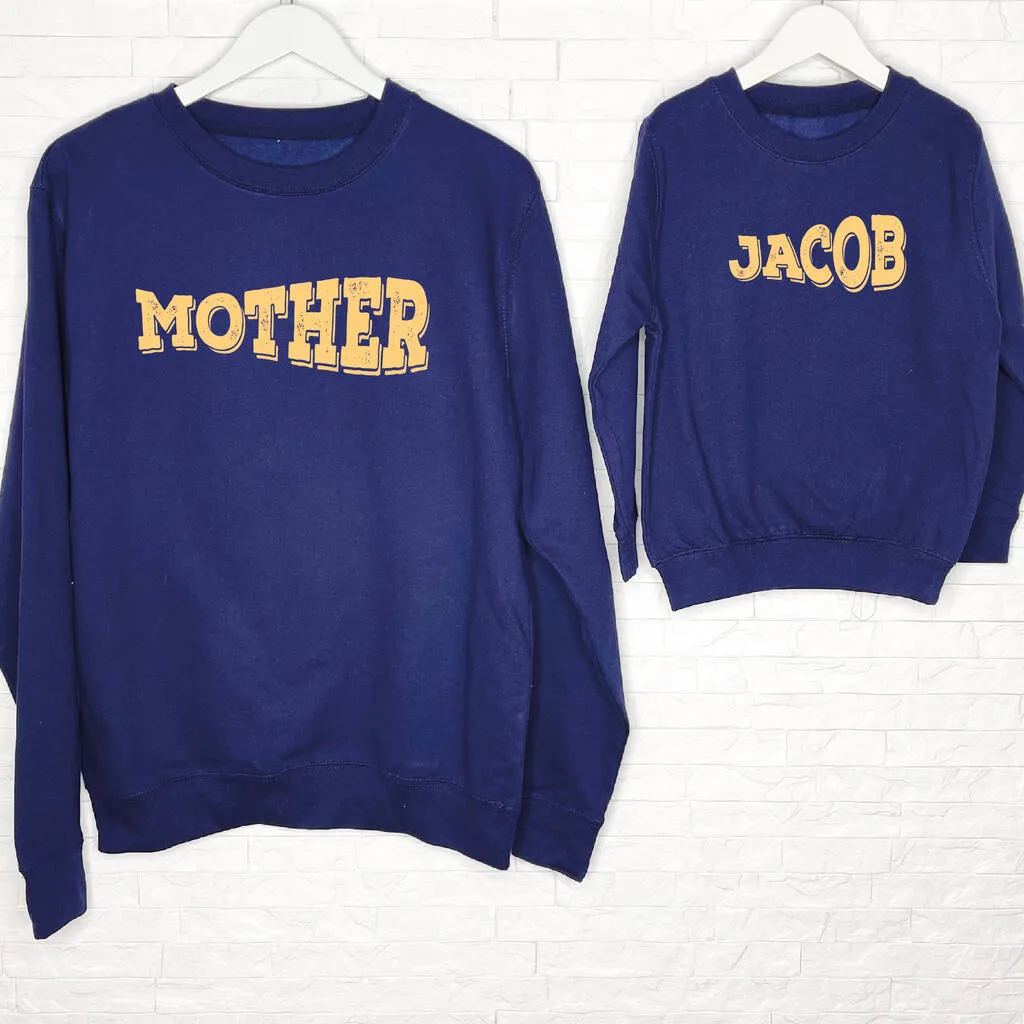 Mother And Child Sweatshirts. Personalised And Stamped