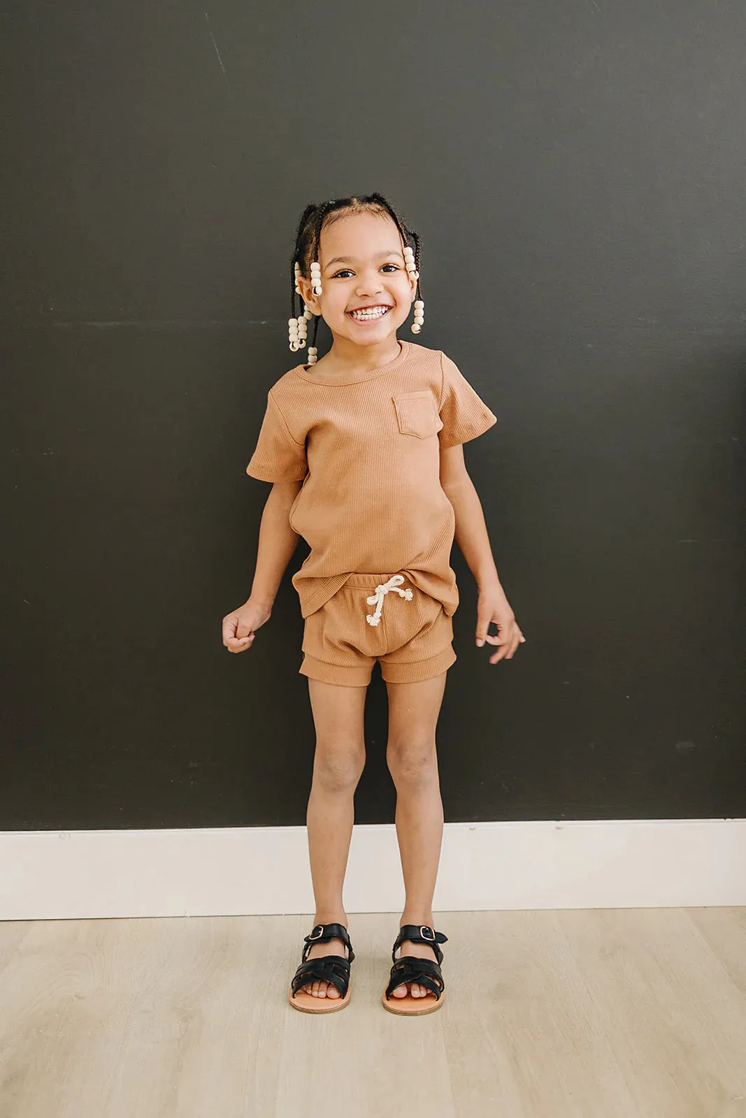 Mustard Organic Cotton Ribbed Short Set