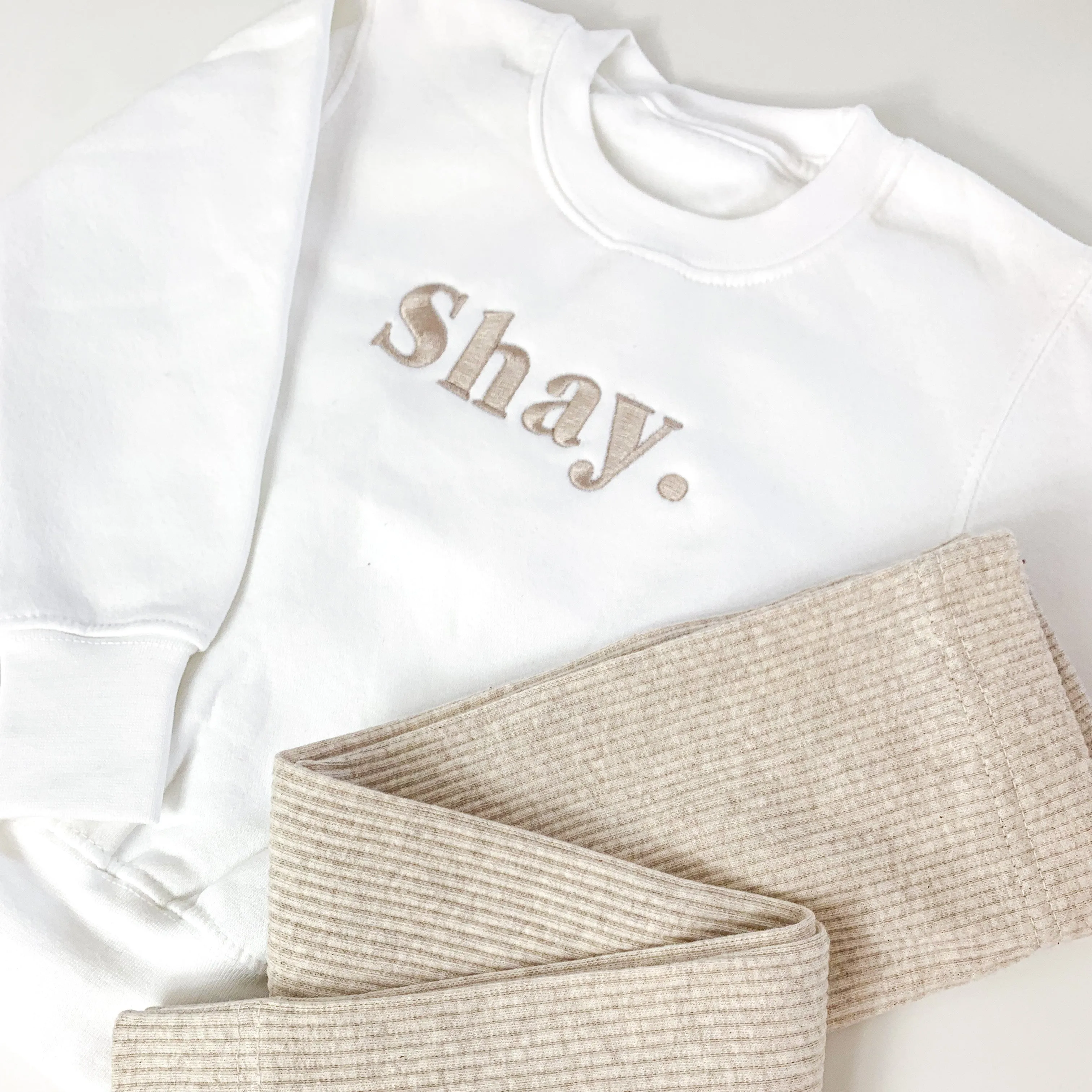 Name White Sweatshirt - Embroidery