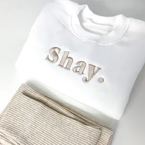 Name White Sweatshirt - Embroidery
