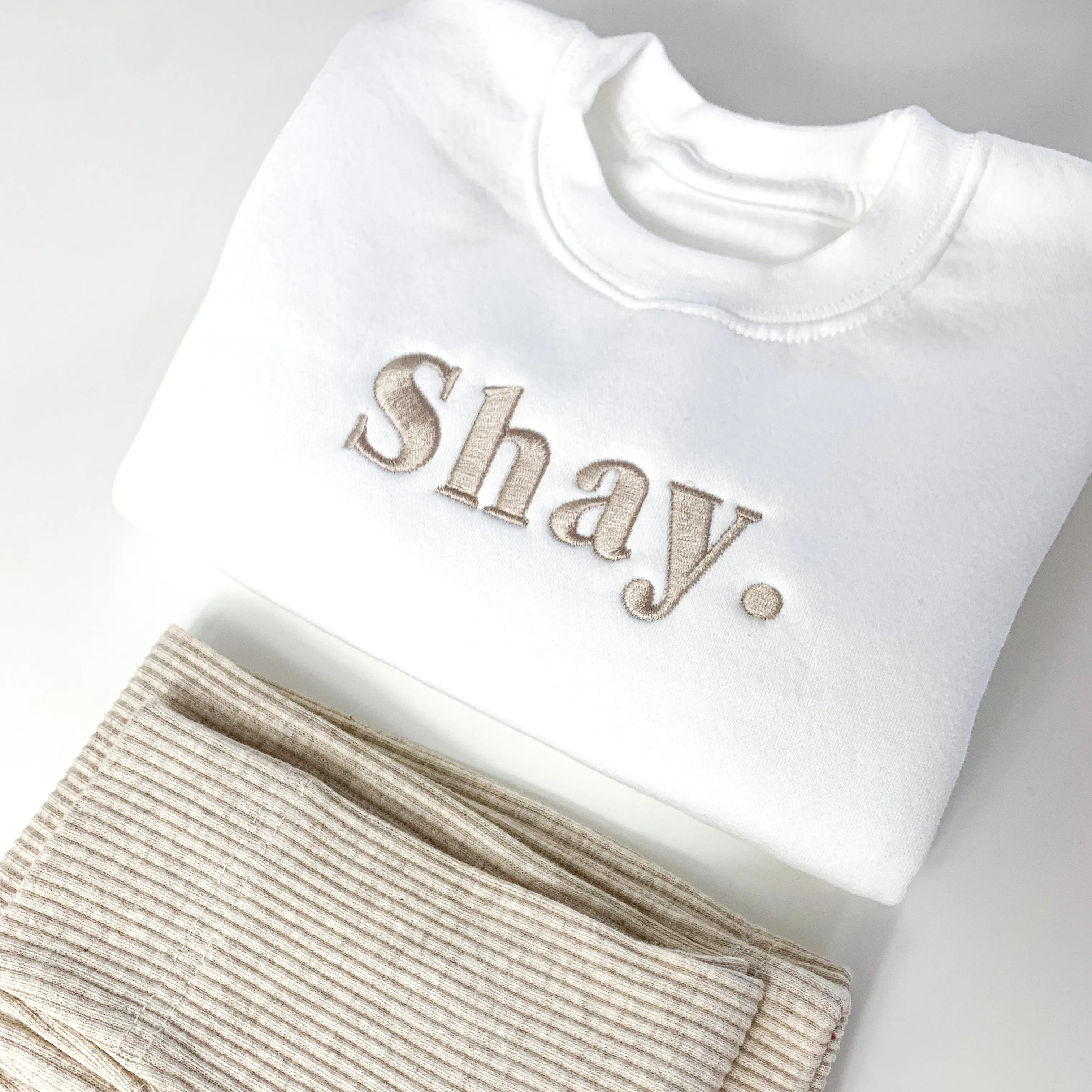 Name White Sweatshirt - Embroidery