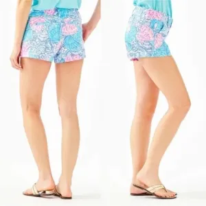 NWT Lilly Pulitzer 3&quot; Walsh Short In Blue Haven Raising Shell Shorts Size 4