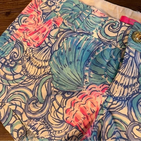 NWT Lilly Pulitzer 3&quot; Walsh Short In Blue Haven Raising Shell Shorts Size 4