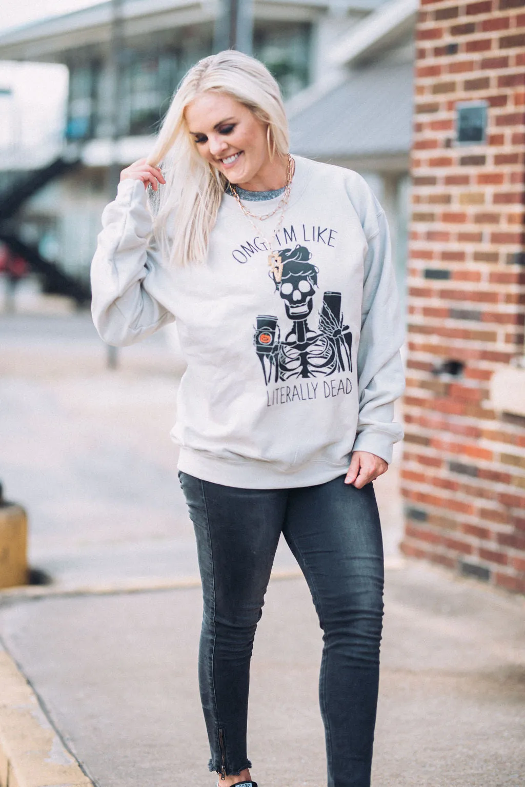 OMG I'm Like Literally Dead Halloween Funny Sweatshirt  - Halloween Shirt/ Halloween Sweatshirt