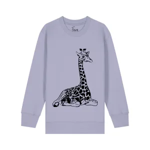 Organic Cotton Kids Sweatshirt | Giraffe Lilac