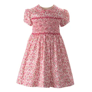 Pink Forget-Me-Not Smocked Dress