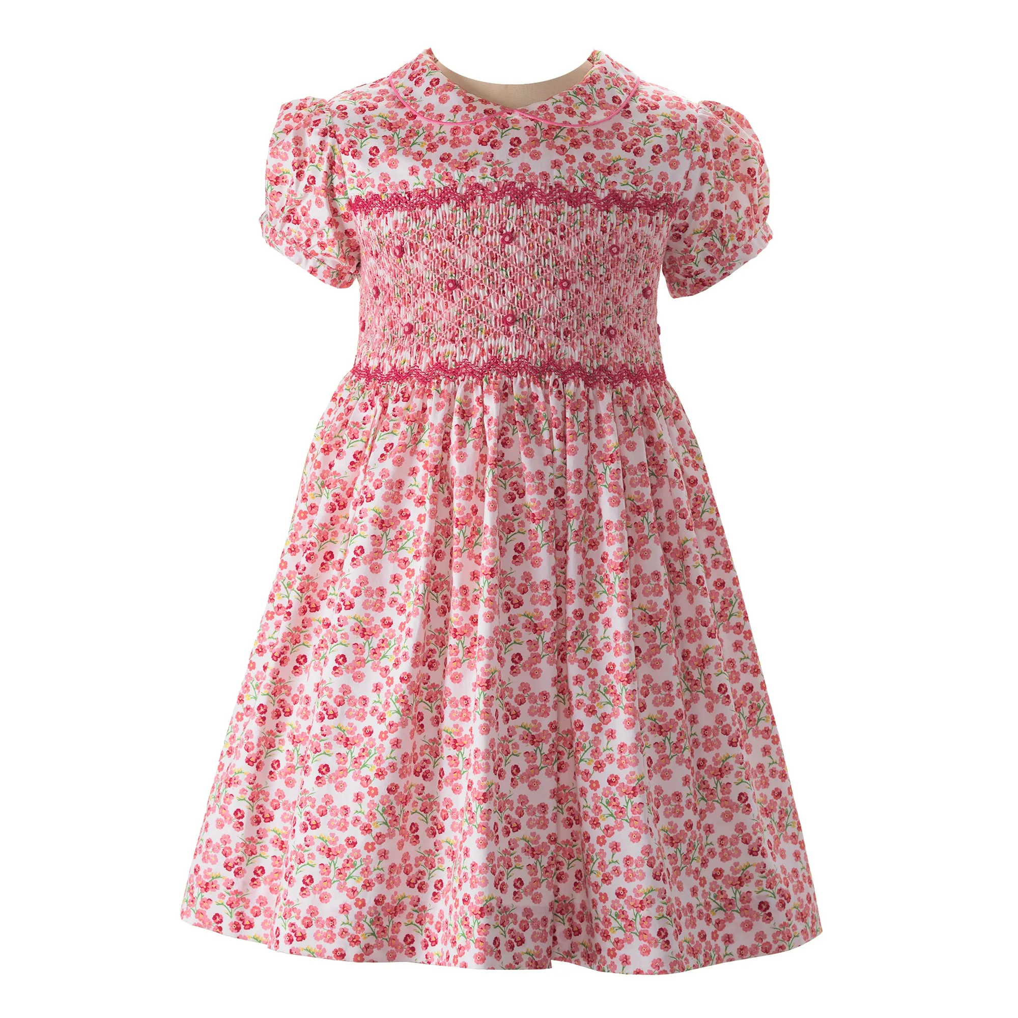Pink Forget-Me-Not Smocked Dress
