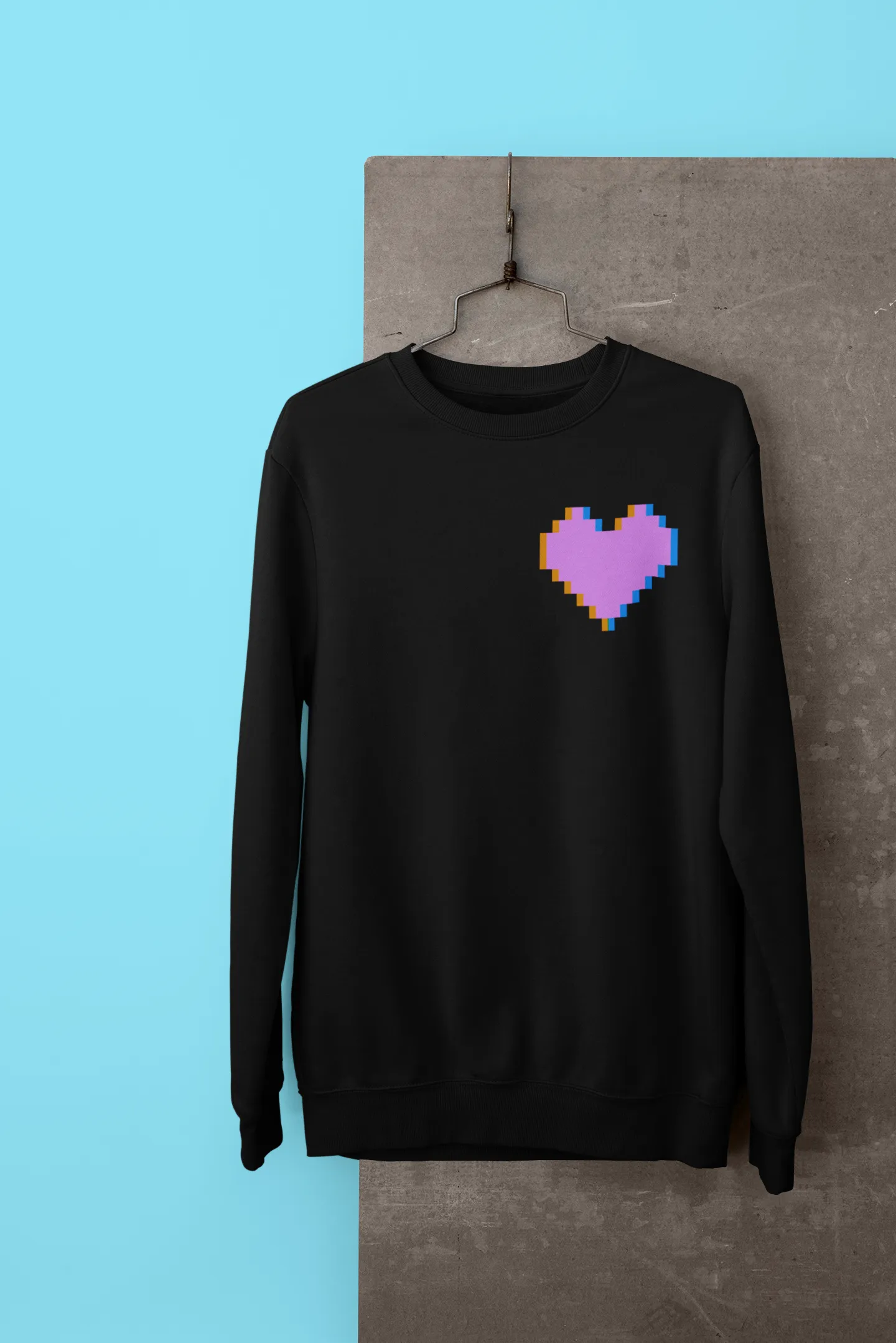 Pixel Heart (Neon Pink) - Heavy Blend Crewneck Sweatshirt