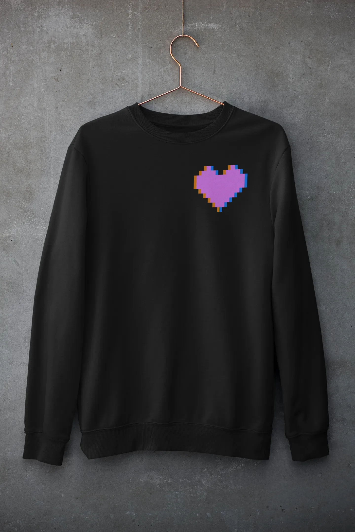 Pixel Heart (Neon Pink) - Heavy Blend Crewneck Sweatshirt