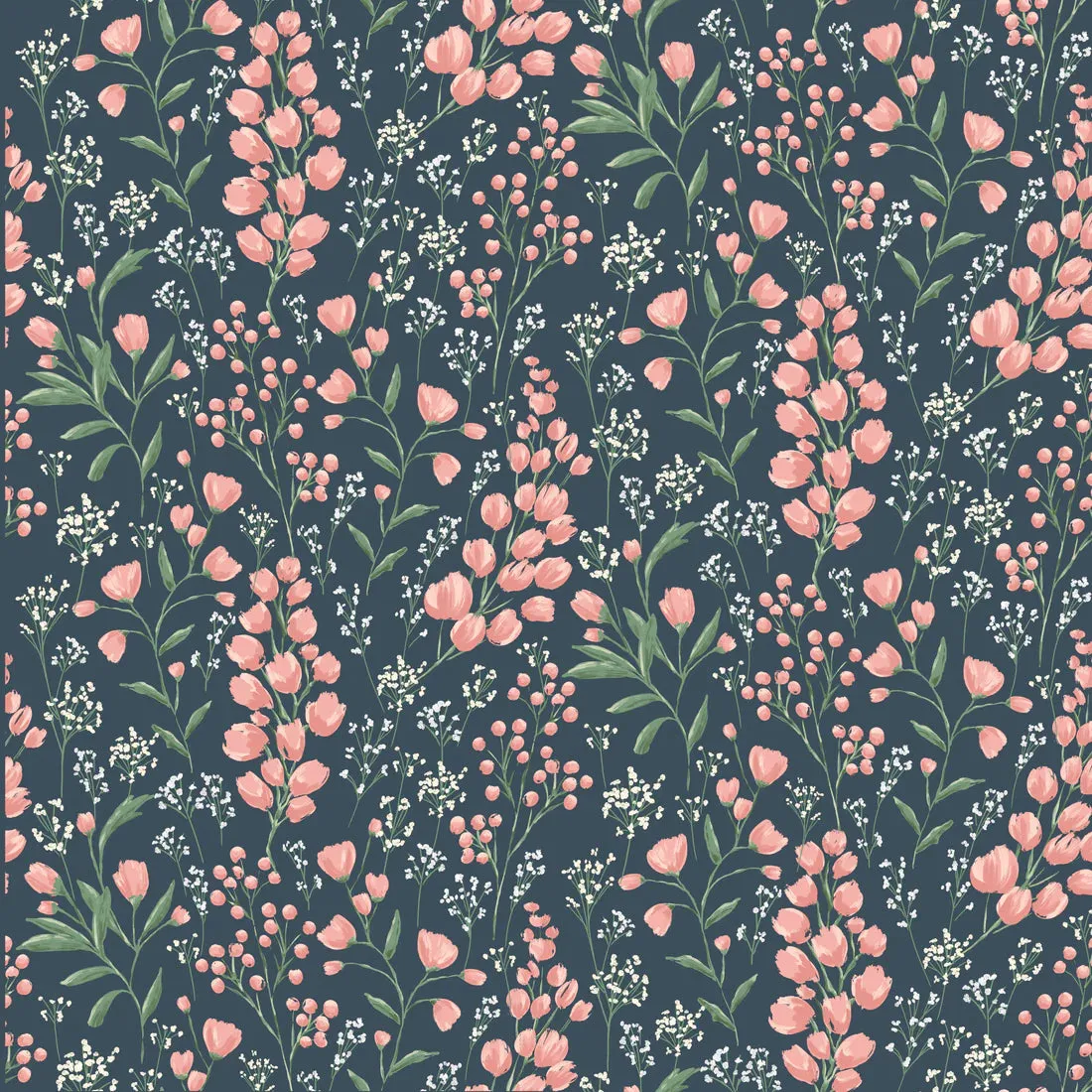 POPPIE COTTON - Painted Blossom - Amanda Grace - 24659 Navy Field of Dreams