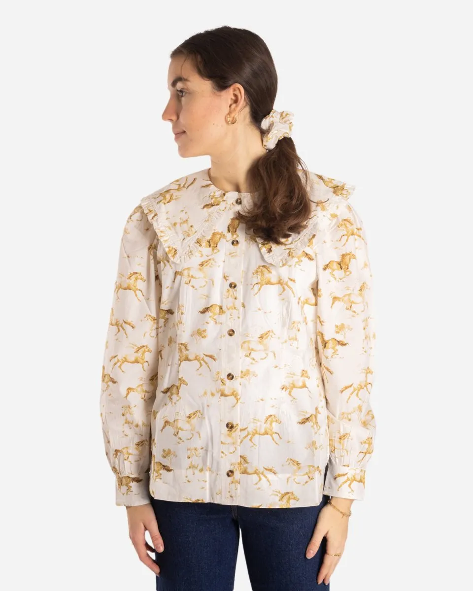 Printed Cotton Poplin - Cognac