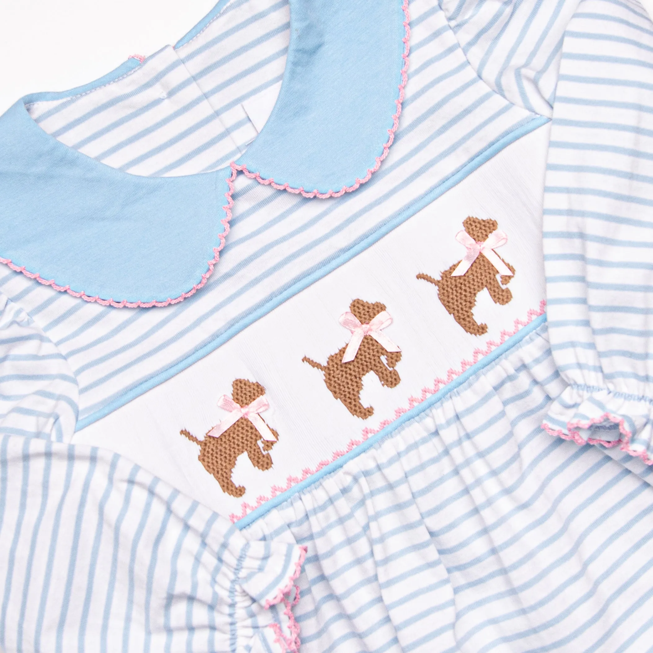 Puppy Present Smocked Legging Set, Blue
