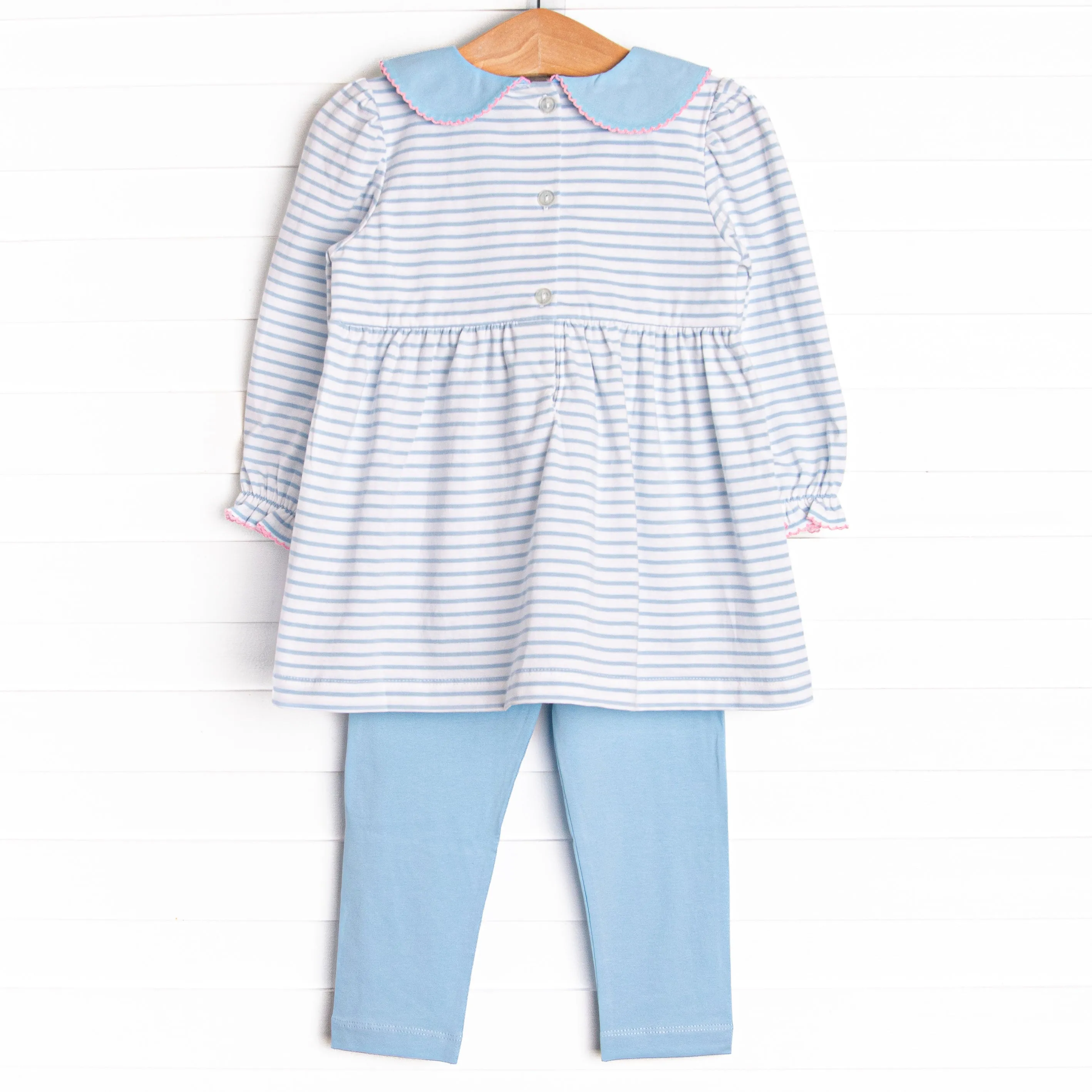 Puppy Present Smocked Legging Set, Blue