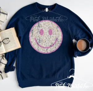Quality Bella Canvas Smiley Leopard Sweatshirt/ YOUTH and Adult Sizes Available