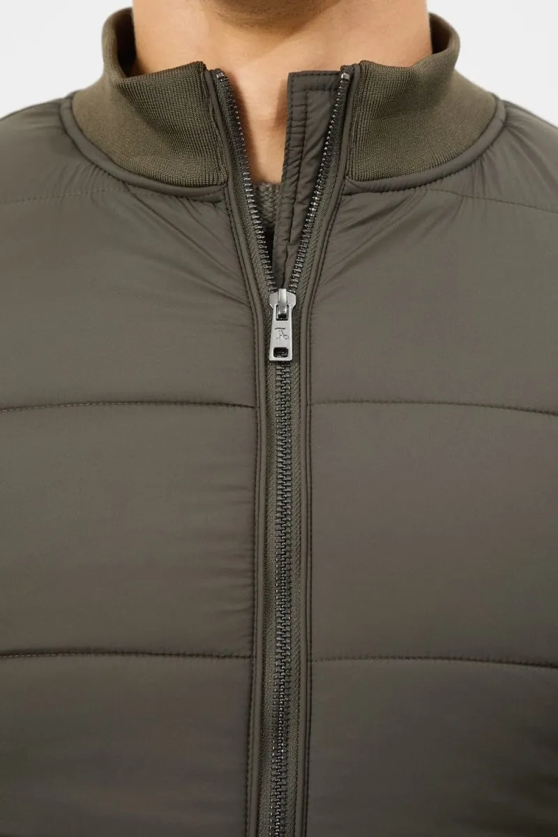 Quilted Hybrid Jacket in Khaki