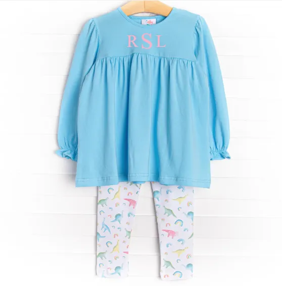Rainbows and Roars Legging Set, Blue