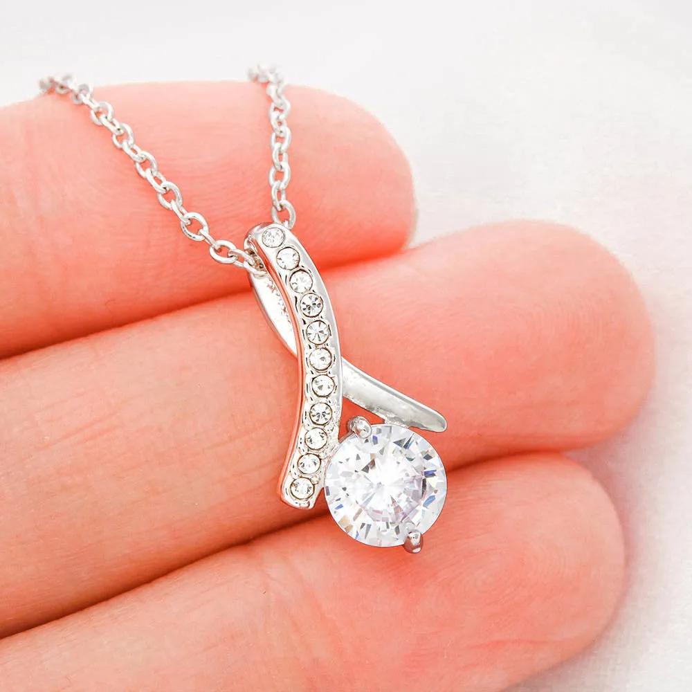 Ribbon Pendant with Cubic Zirconia Necklace - To My Wife - ABNWife10