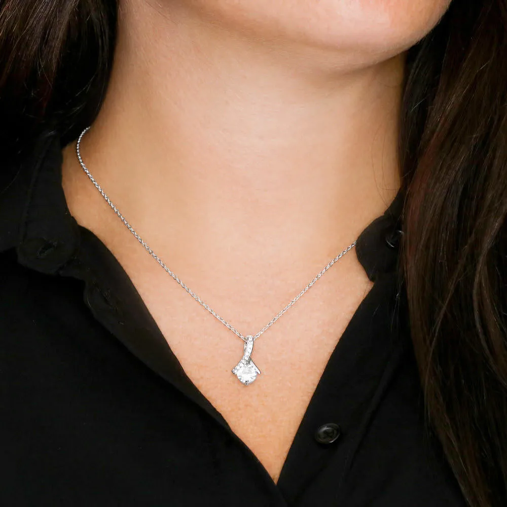 Ribbon Pendant with Cubic Zirconia Necklace - To My Wife - ABNWife10