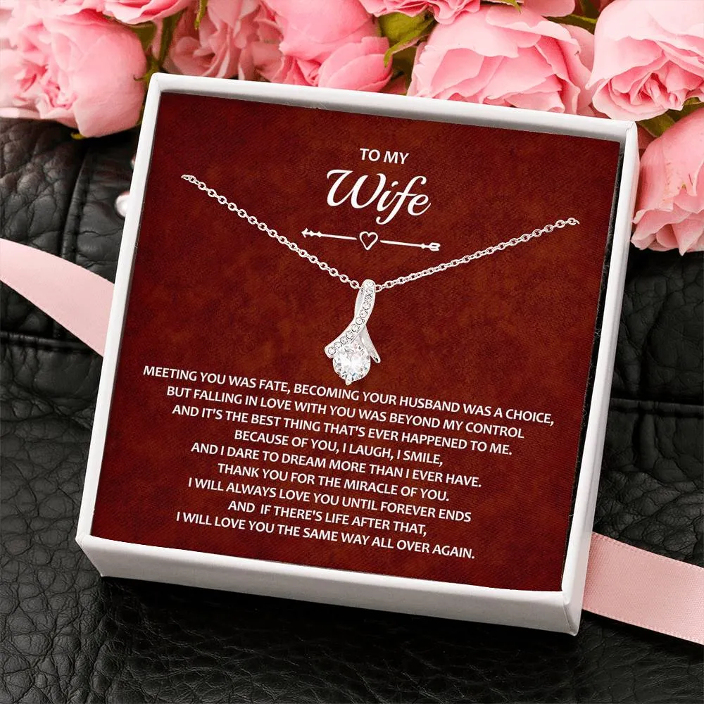 Ribbon Pendant with Cubic Zirconia Necklace - To My Wife - ABNWife10