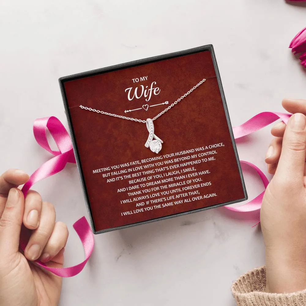 Ribbon Pendant with Cubic Zirconia Necklace - To My Wife - ABNWife10