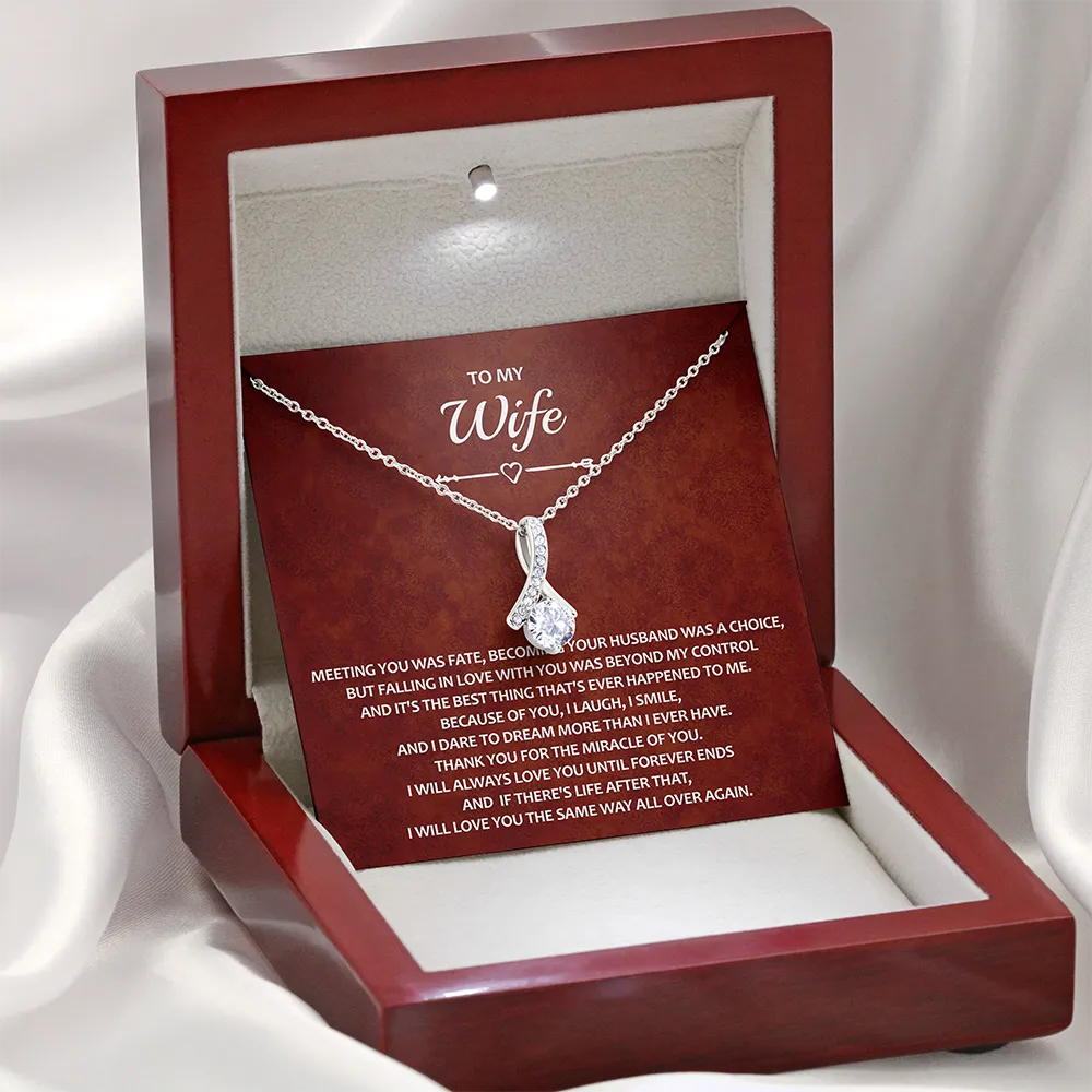 Ribbon Pendant with Cubic Zirconia Necklace - To My Wife - ABNWife10