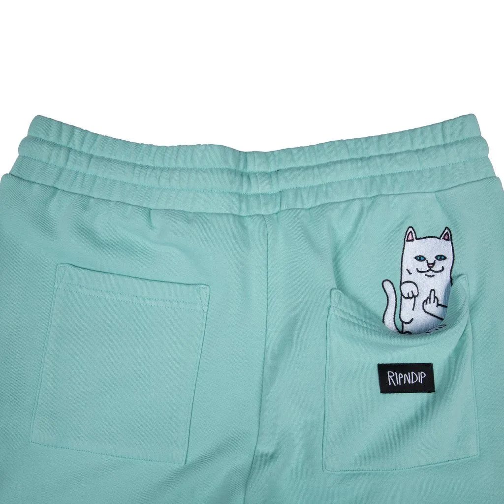 RIPNDIP Peek A Nermal Over Dye Sweat Shorts (Mint)