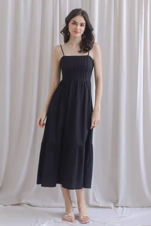Saletta Spag Pintuck Cut Out Back Dress In Black